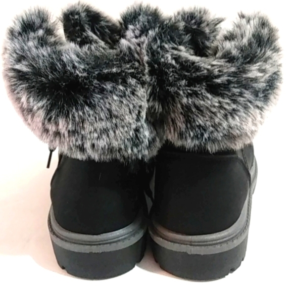 JESSICA CARLYLE GIRLS MOTO BOOTS BLACK FUR ANKLE BOOTS SIZE 2 NWOT - Picture 3 of 7